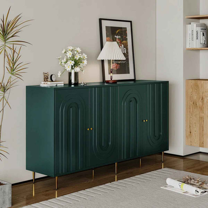 Divith Modern Lacquered Wooden Sideboard Buffet Server Cabinet Office credenza with 4 Door