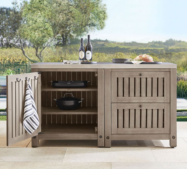 Abbott Outdoor Kitchen Acacia Two Drawer And Single Door Cabinet