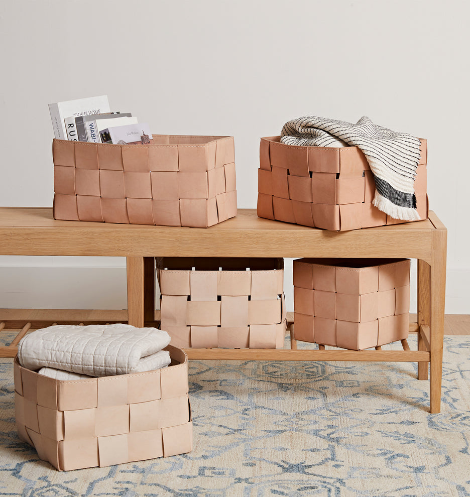 Woven Leather Basket