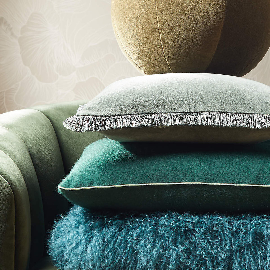 Terre Olive Velvet Spher Pillow-12"x12"