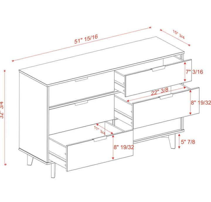 Helmick 6 Drawer 52'' W Double Dresser