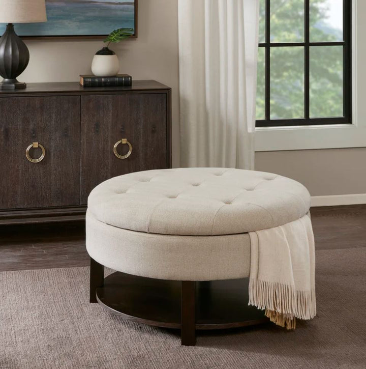 Darell Tufted Round Storage Ottoman