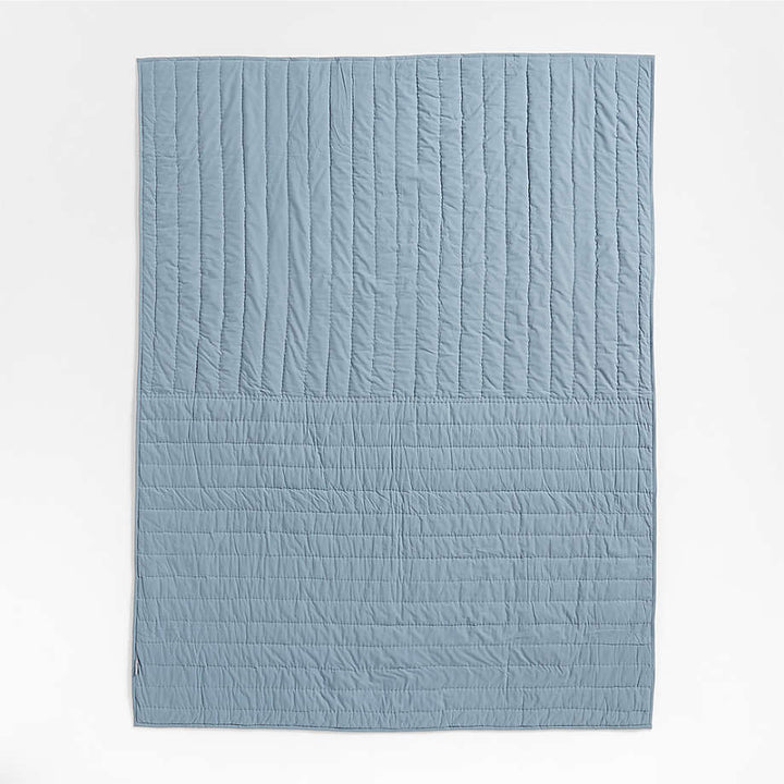 Modern Soccer Embroidered Hand Quilted Organic Cotton Kids Quilt-Twin