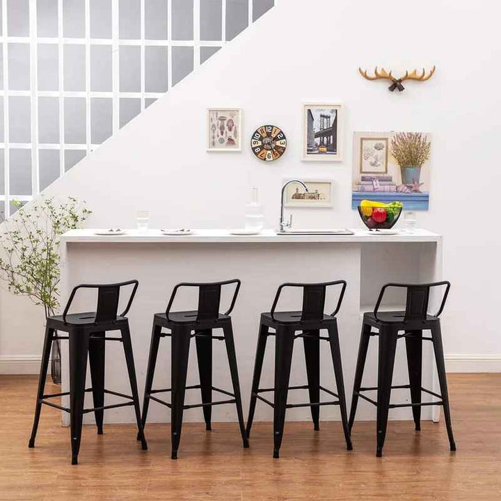 Saltash Counter Stool with Metal Frame-Set of 4