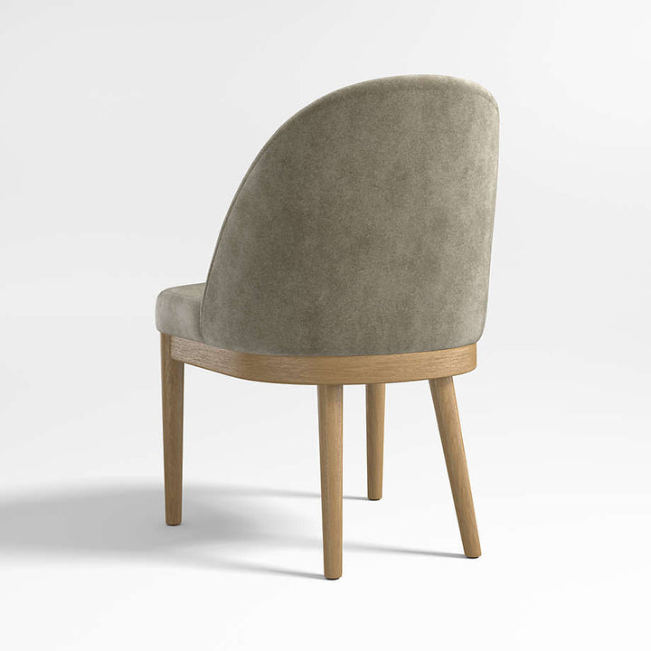 Ana Olive Green Velvet Dining Chair with Natural Legs