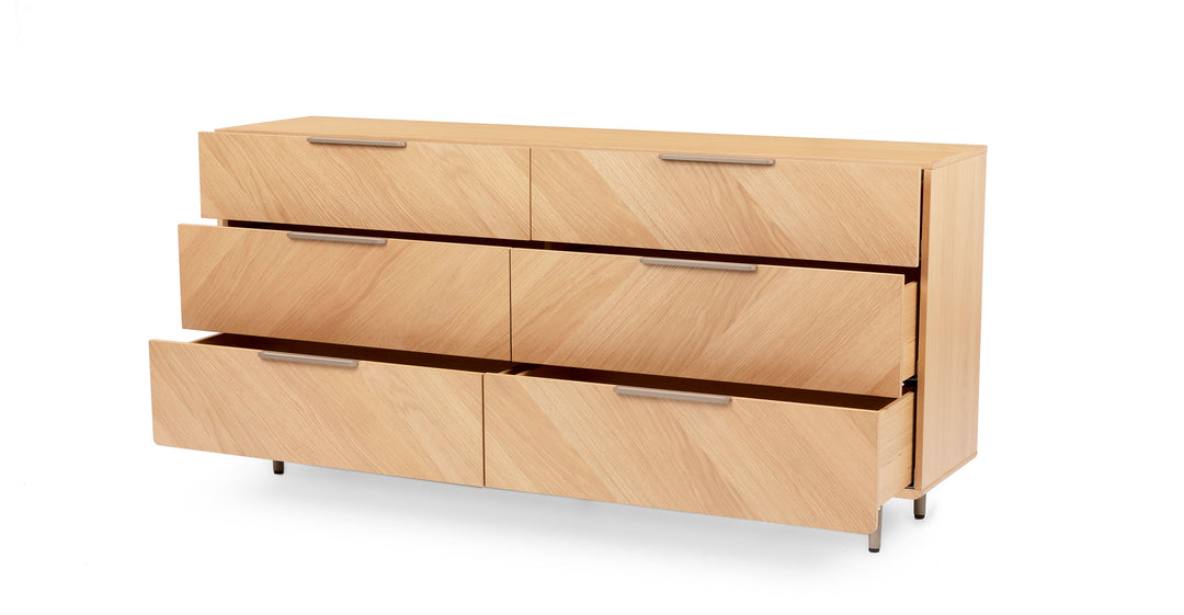 Nera Oak 6 Drawer Double Dresser