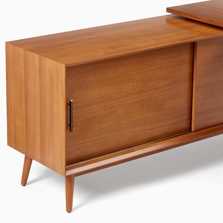 Mid Century Modular L Shaped Desk File Cabinet Bookcase