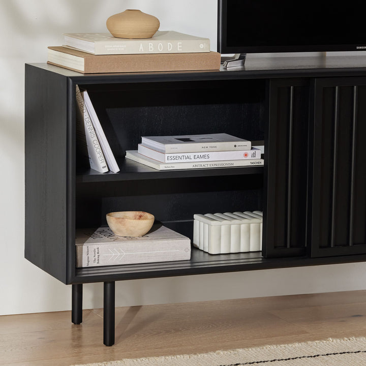 Slatted Shallow Media Console