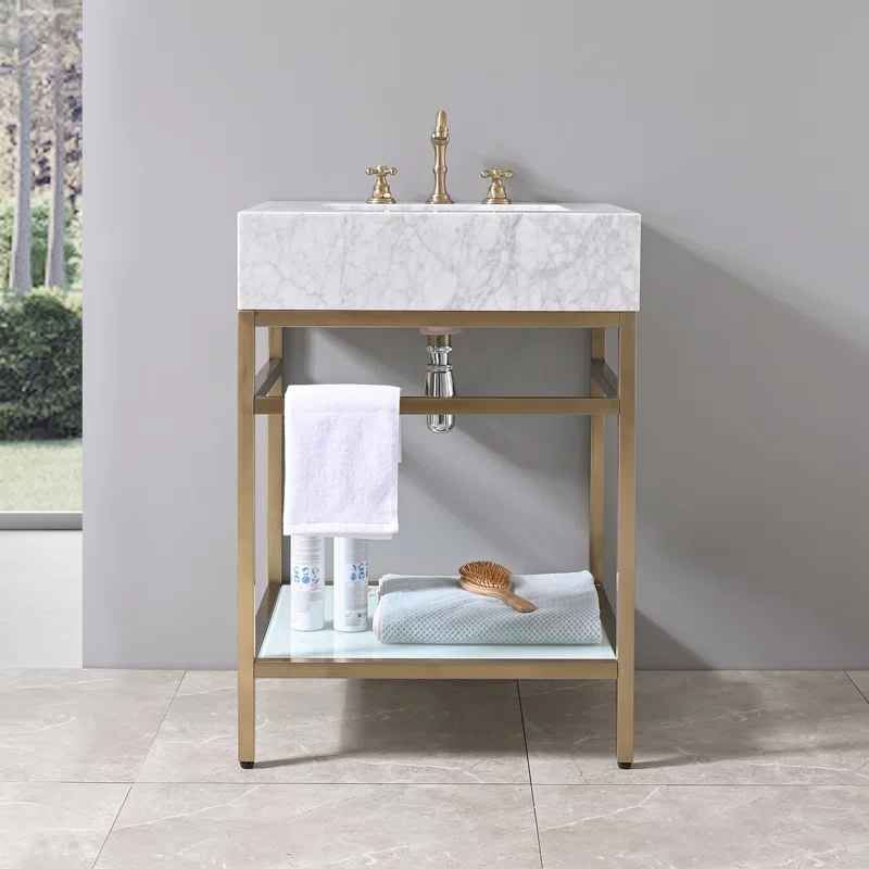 Carrara Marble Theiler Bathroom Vanity with Sink