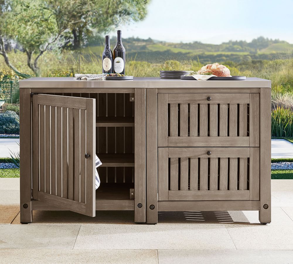 Abbott Outdoor Kitchen Acacia Two Drawer And Single Door Cabinet