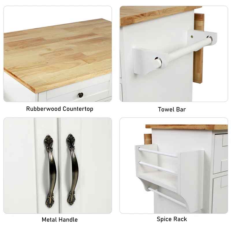 Melanye Solid Wood Top Kitchen Cart