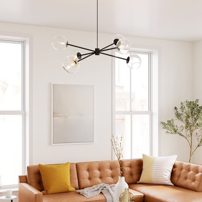 Staggered Glass Burst Chandelier Clear Bronze