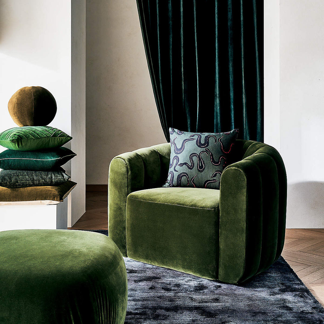 Terre Olive Velvet Spher Pillow-12"x12"