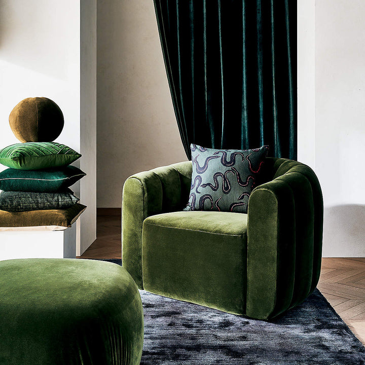 Terre Olive Velvet Spher Pillow-12"x12"