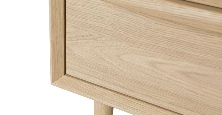 Lenia White Oak 2 Drawer Nightstand