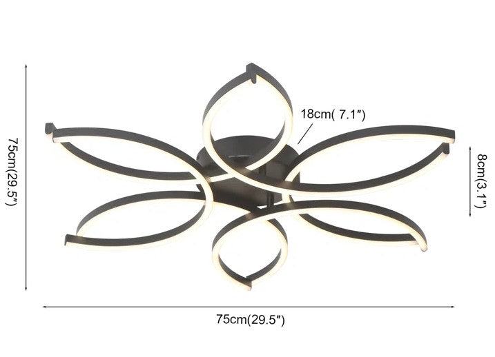 Reveka 6 Light 30 Inches LED Modern Flush Mount Flower Shape with Remote Control