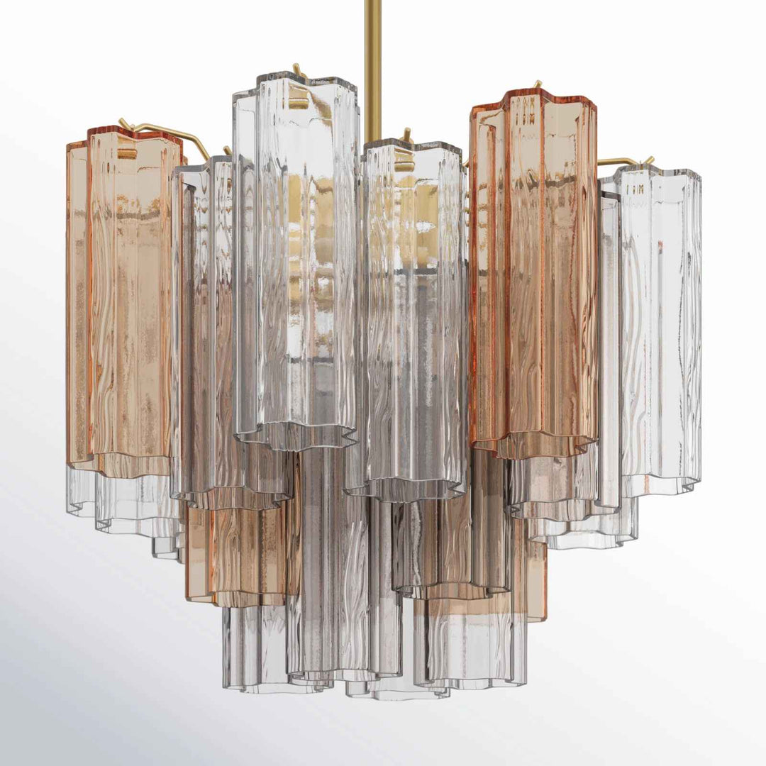 Aged Brass Arras Dimmable Tiered Chandelier