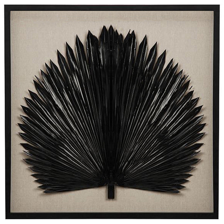 Palm Leaf Shadow Box Wall Art With Frame 39.5"x39.5"