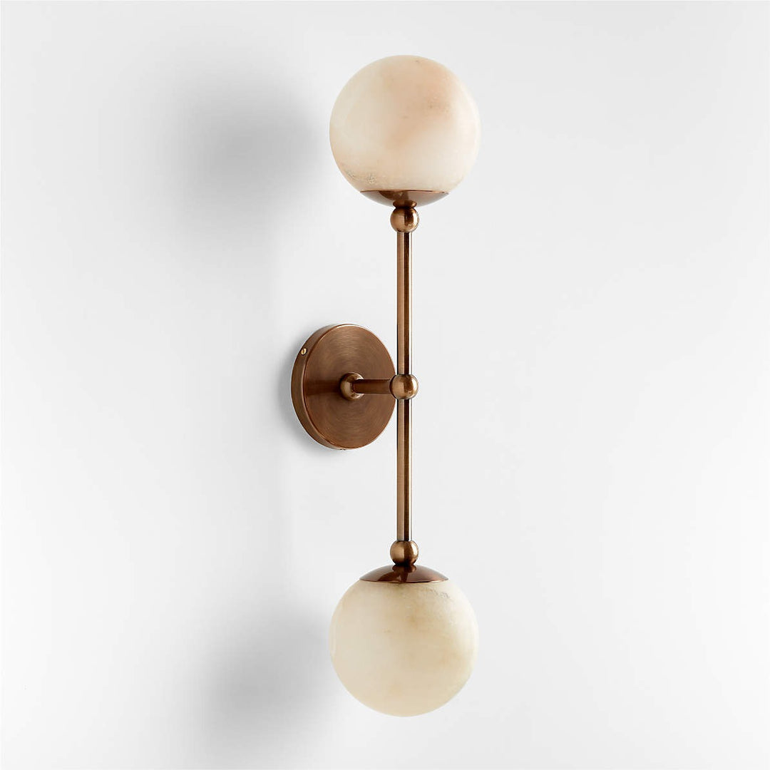 Alba 2 Light White Alabaster Wall Sconce Light