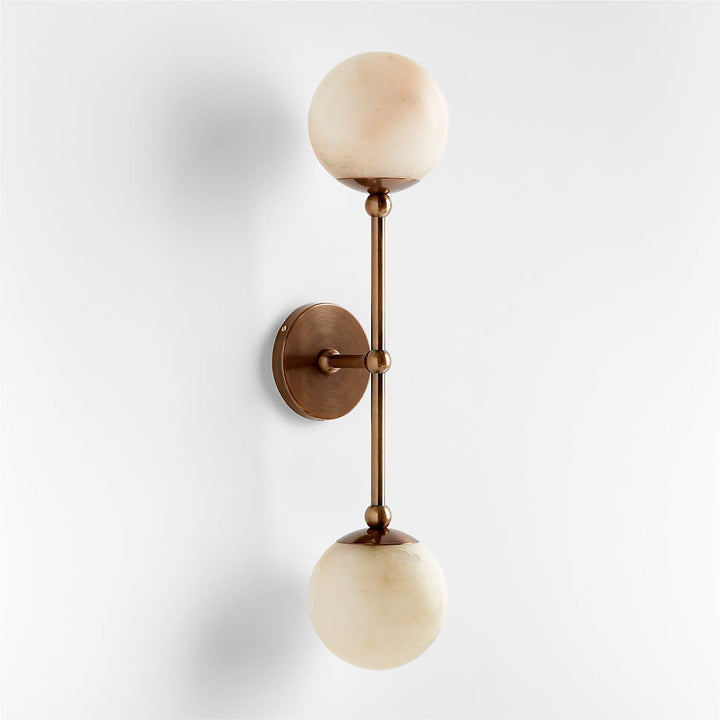 Alba 2 Light White Alabaster Wall Sconce Light