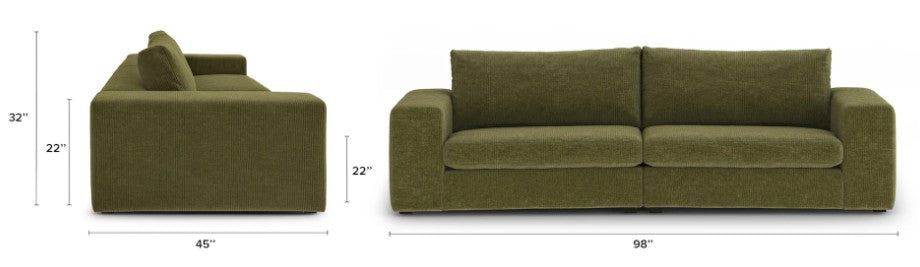 Beta 98" Modular Sofa - Cypress Green