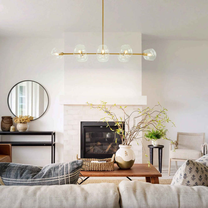 Gold Toyin 8 Light Modern Linear Kitchen Island Pendant