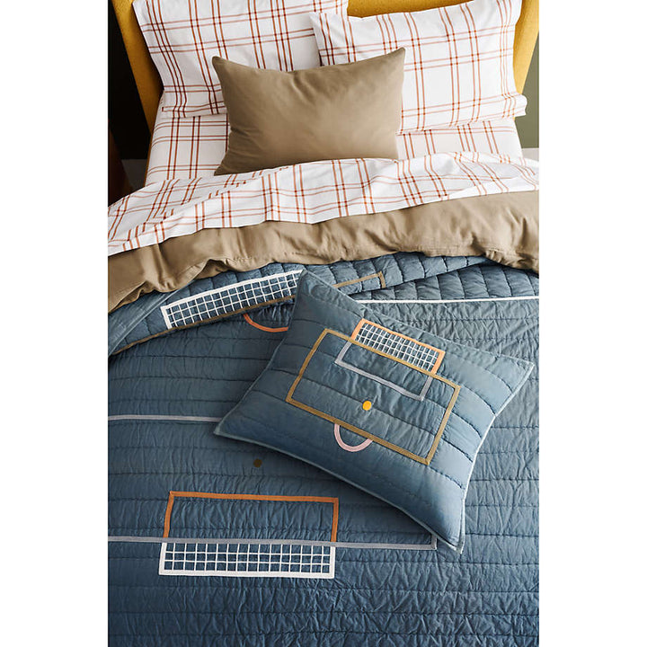 Modern Soccer Embroidered Hand Quilted Organic Cotton Kids Quilt-Twin