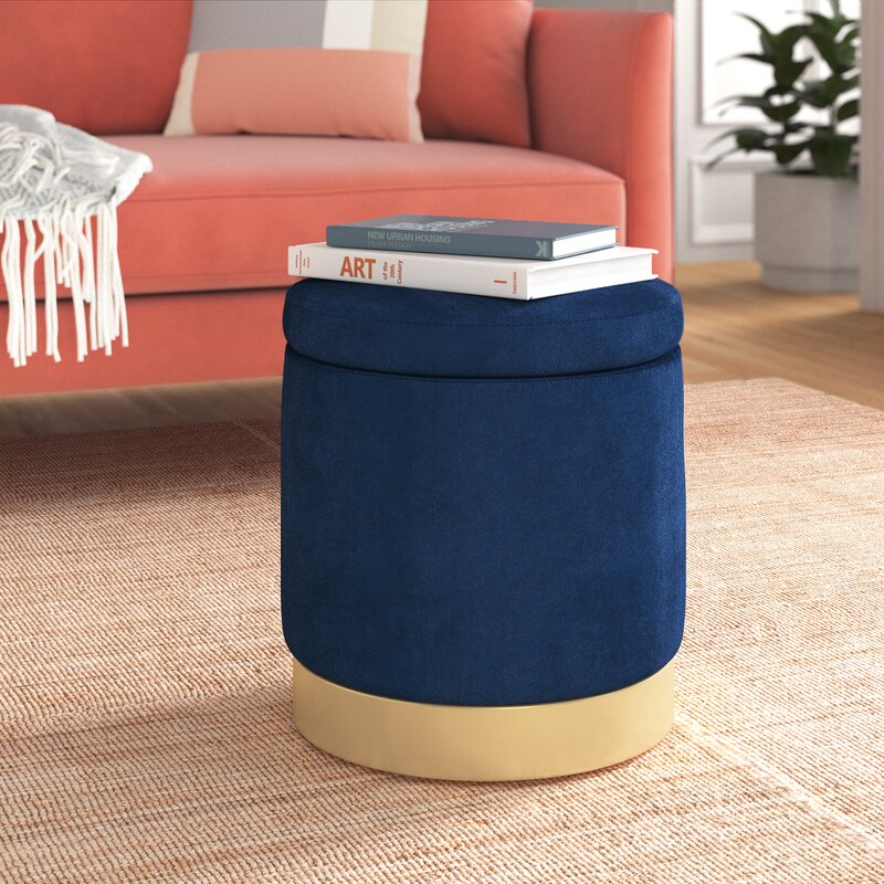 Andromedae 15.4 Velvet Round Storage Ottoman