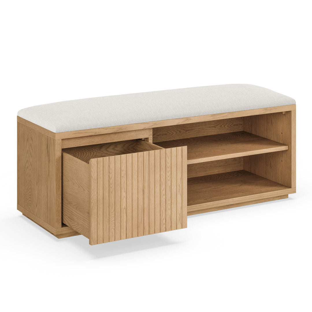 Kouva 47" Bench - Natural Oak and Santolina Gray