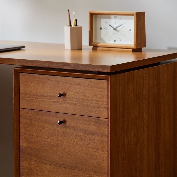 Mid Century Modular L Shaped Desk File Cabinet Bookcase