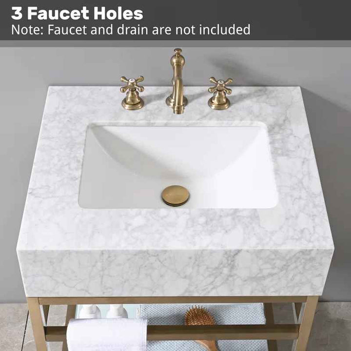 Carrara Marble Theiler Bathroom Vanity with Sink