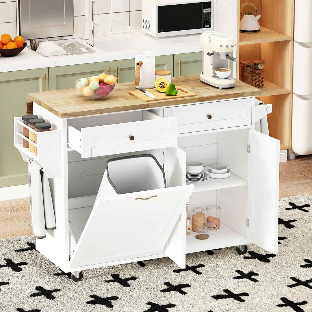 Melanye Solid Wood Top Kitchen Cart