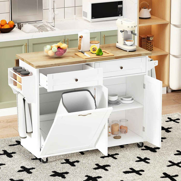 Melanye Solid Wood Top Kitchen Cart