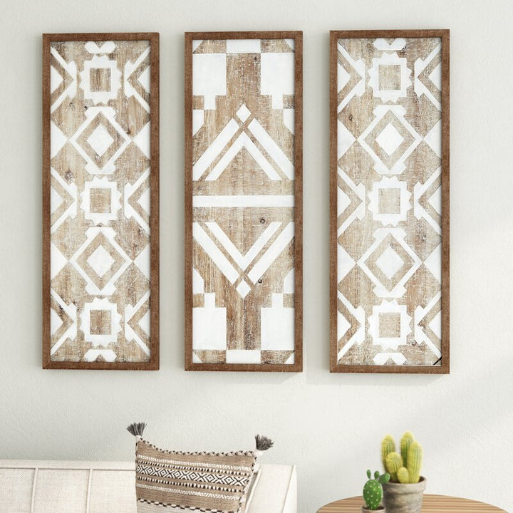 3 Piece Natural Wood Décor Set