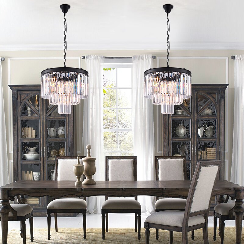 Hallum 7-Light Unique Tiered Chandelier with Crystal Accents