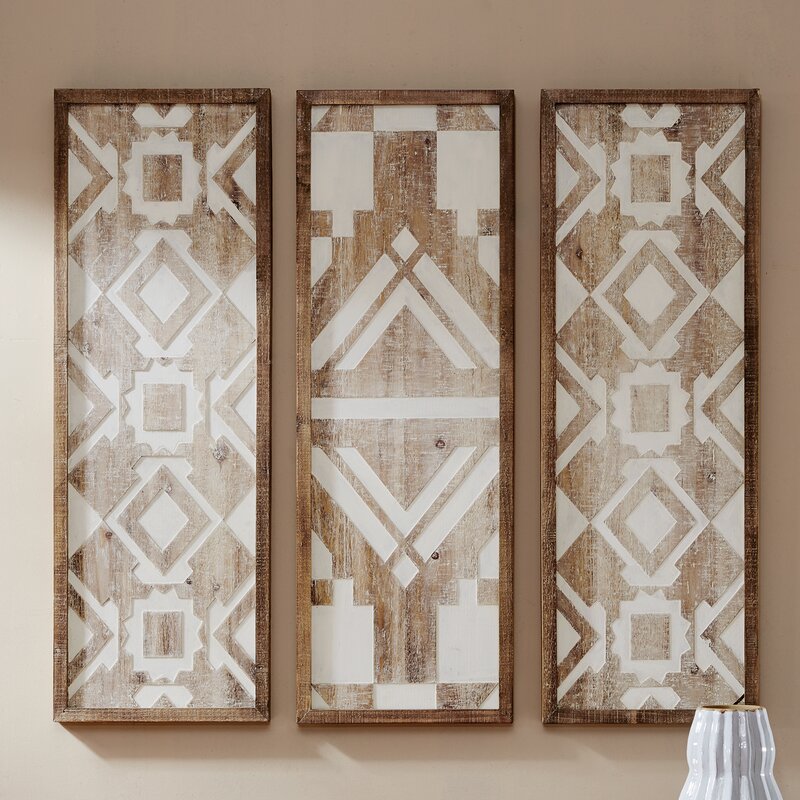 3 Piece Natural Wood Décor Set