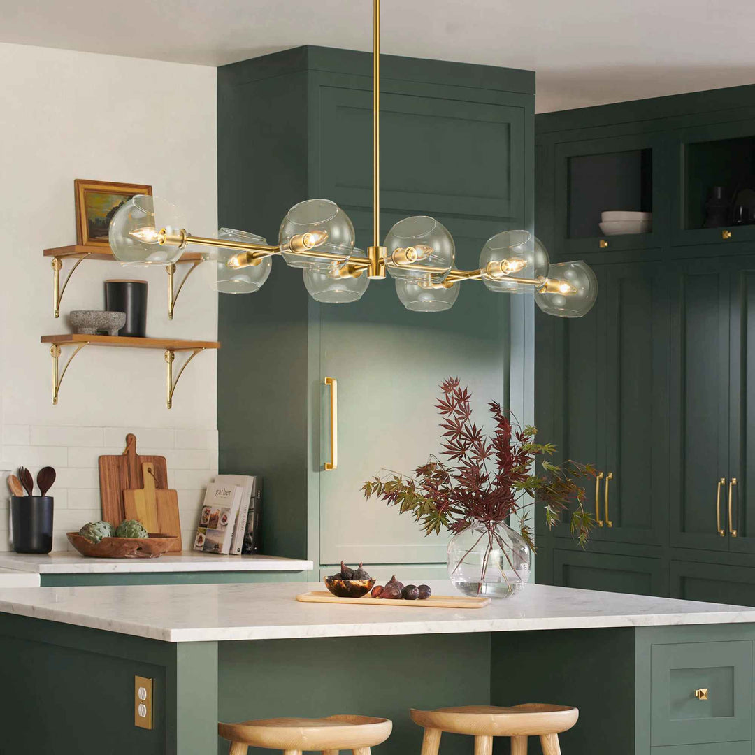Gold Toyin 8 Light Modern Linear Kitchen Island Pendant