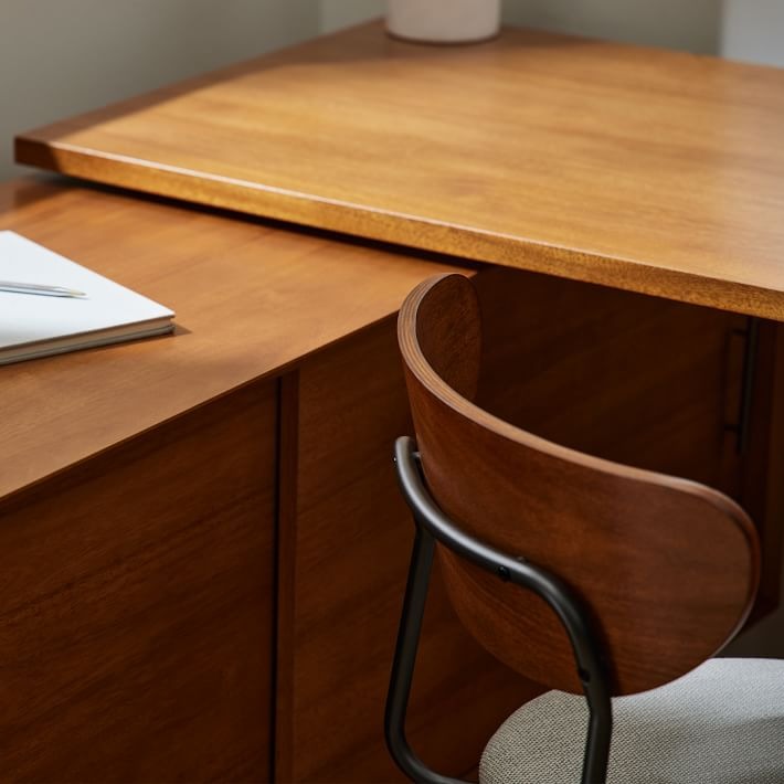Mid Century Modular L Shaped Desk File Cabinet Bookcase