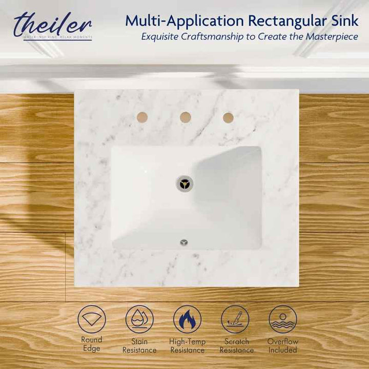 Carrara Marble Theiler Bathroom Vanity with Sink