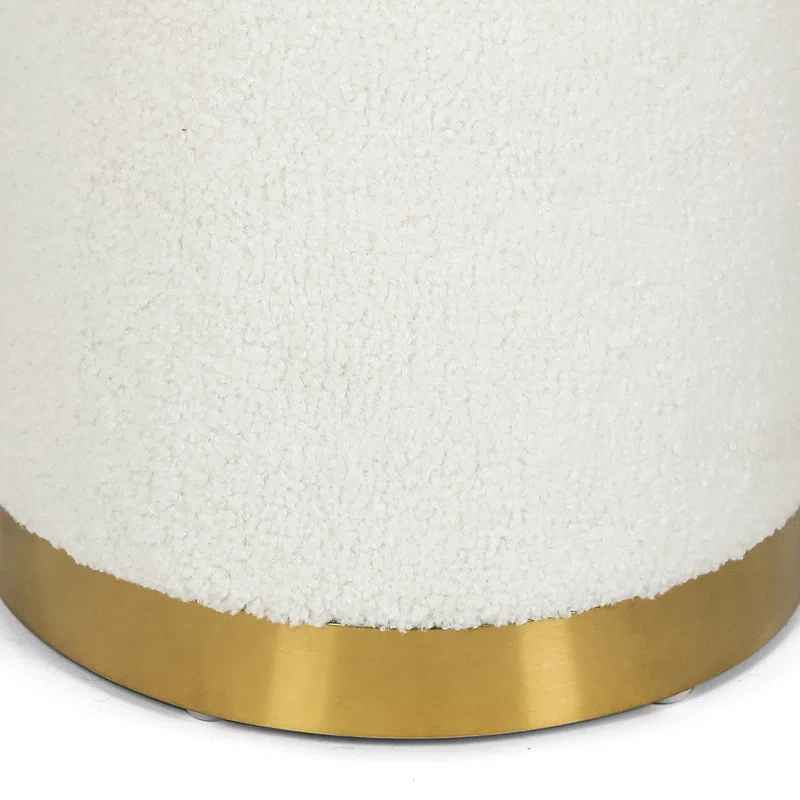 Teddy Fleece Round Ottoman With Stroage