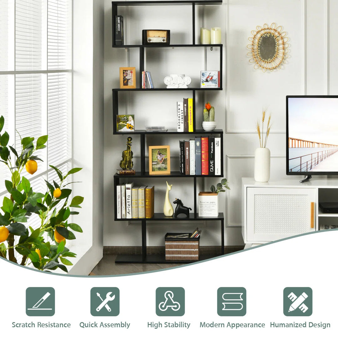 75" H x 31.5" W Geometric Bookcase