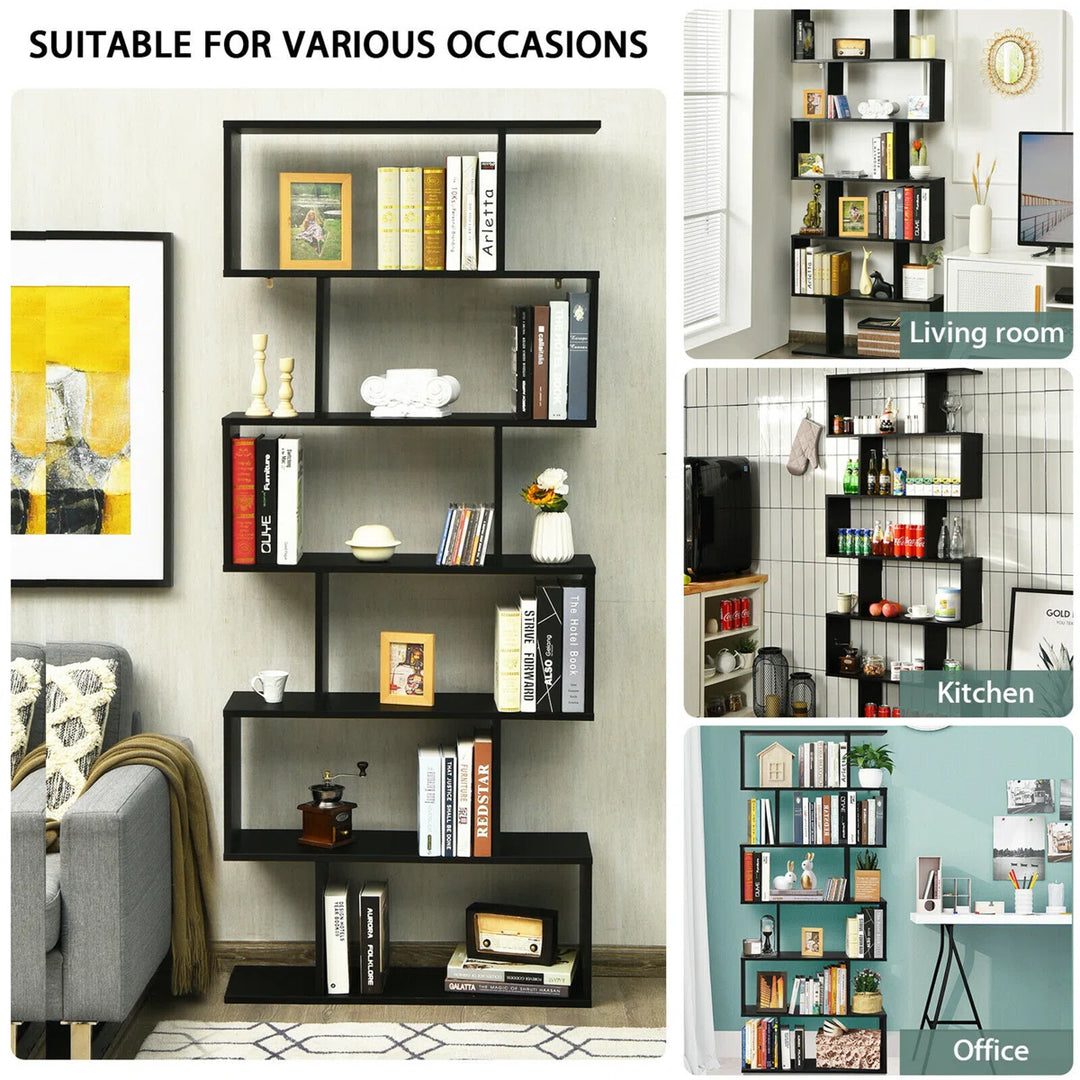 75" H x 31.5" W Geometric Bookcase