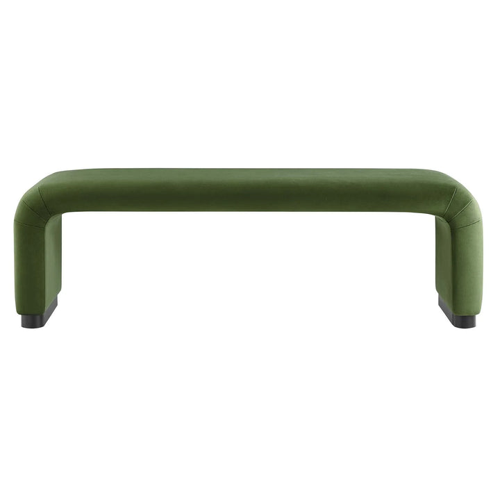 Dell Performance Velvet Waterfall Long Bench - Black Moss Green