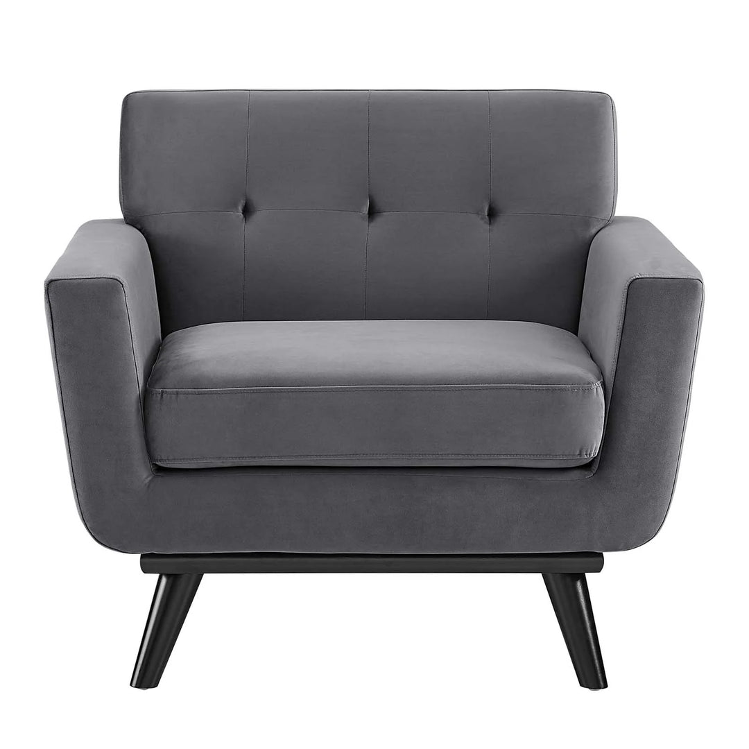 Gage Performance Velvet Armchair Gray