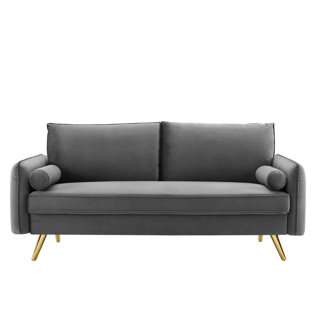 Evie Performance Velvet Sofa - Gray