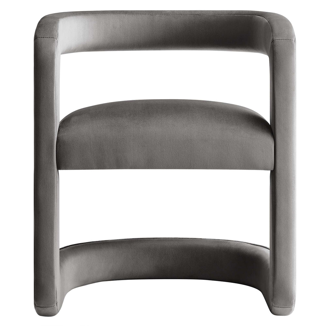 Wendal Barrel Performance Velvet Dining Chair - Storm Gray