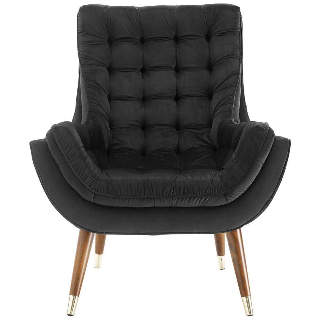 Sutton Velvet Lounge Chair - Black