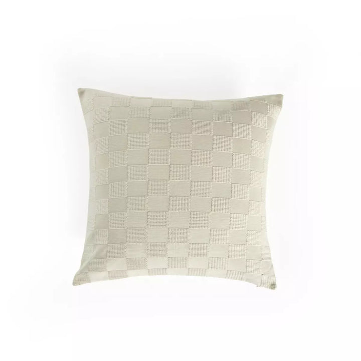 Ivory Checks Handwoven Pillow