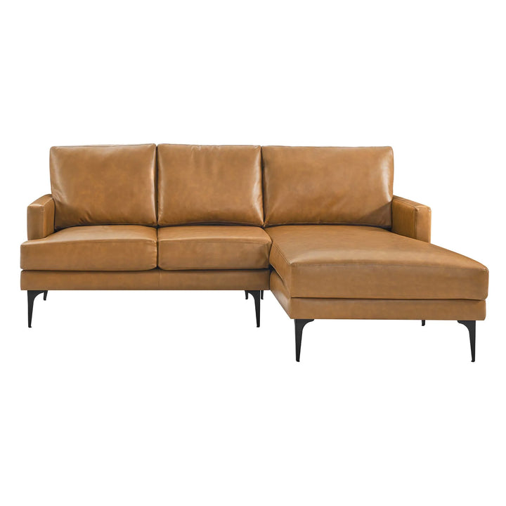 Everleigh Right-Facing Vegan Leather Sectional Sofa in Tan