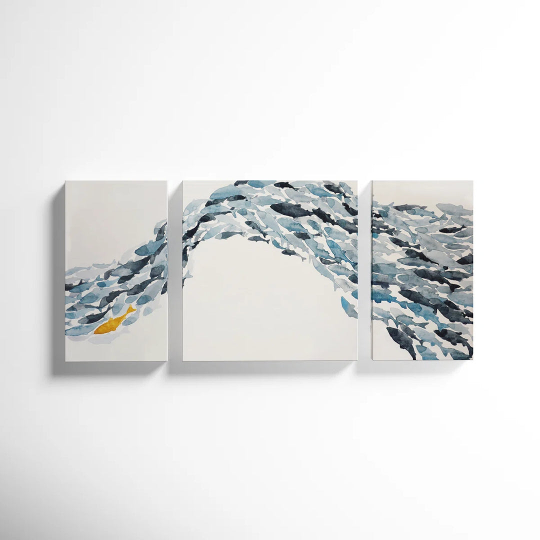 Goldfish 3 Piece Wrapped Canvas Set of 3 No Frame-60"x30"